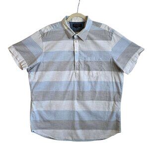 Banana Republic Soft Wash Slim Fit Polo Shirt Men's XL Blue White Striped Henley